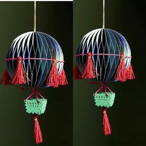 Set of 2 Anthropologie Hot Air Balloon Ornaments
